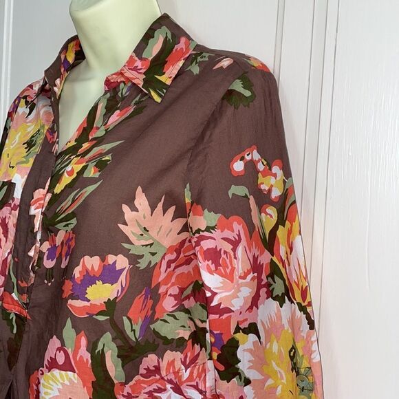 Soft Surroundings brown floral cotton tunic - Picture 3 of 9
